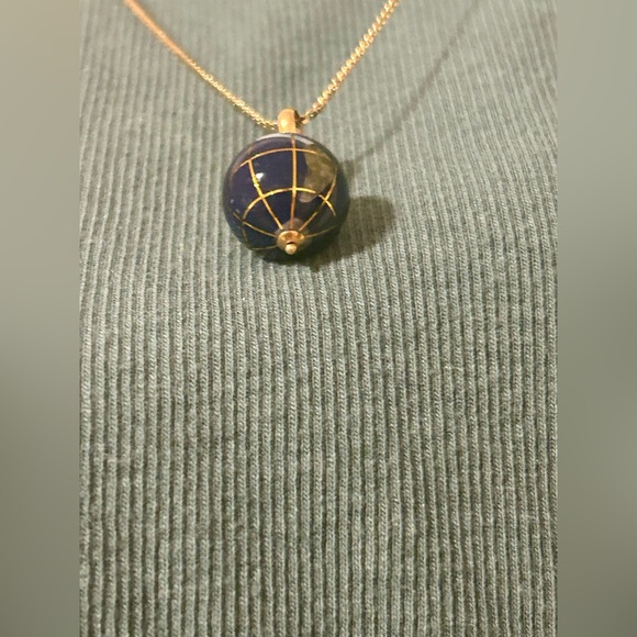 🌎 Michael Anthony 14K Yellow Gold Agate Jasper Abalone Shell Globe 🌍 pendant - Picture 5 of 7